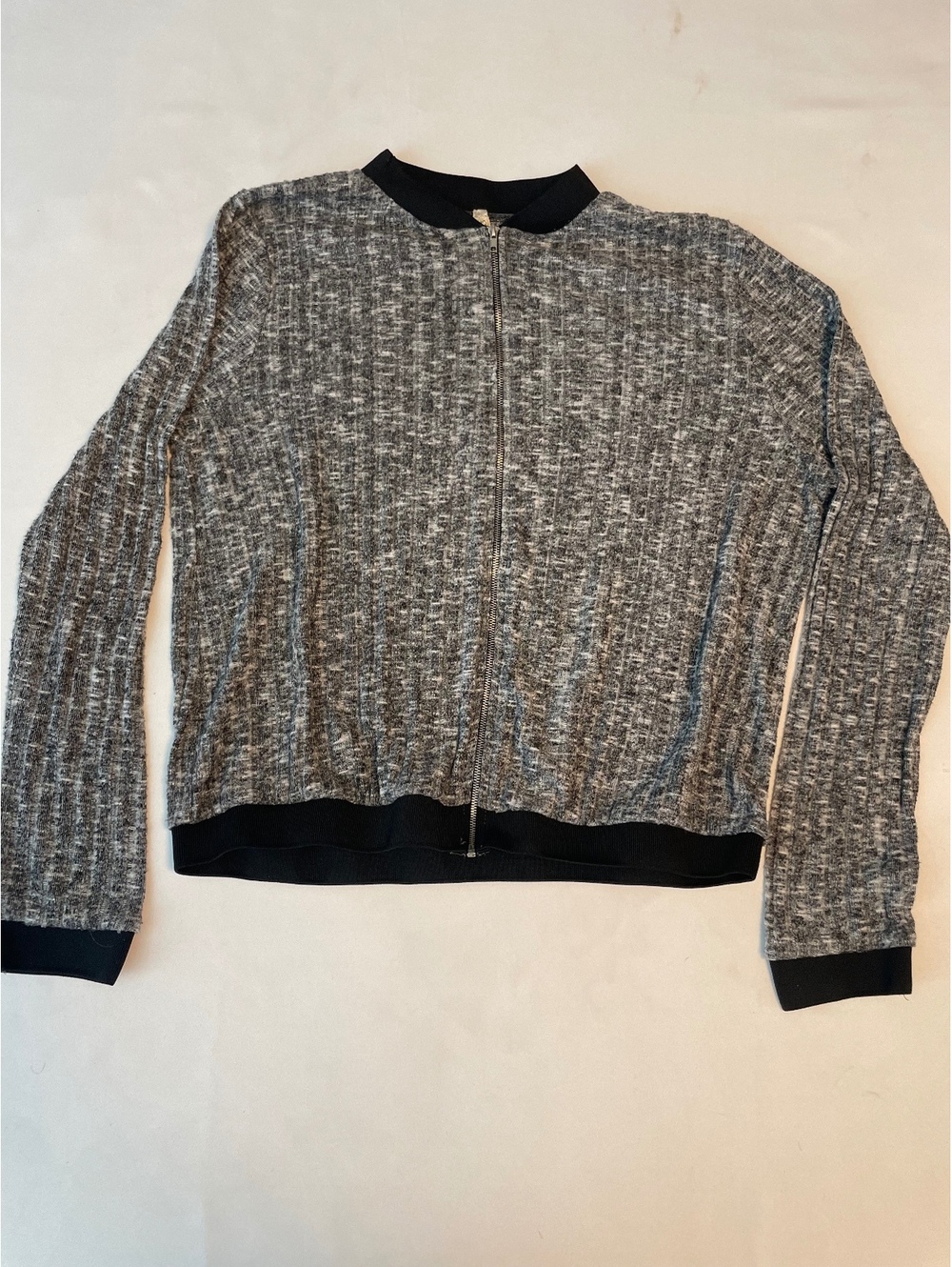 Jessie and j Gray and Black Full Zip Sweater Jacket